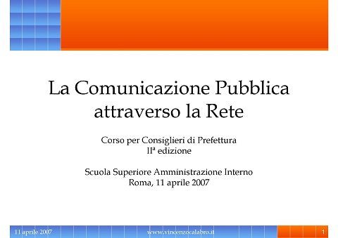 Vincenzo Calabro' | La Comunicazione Pubblica attraverso la Rete